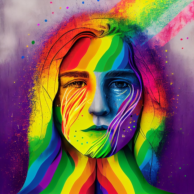 LGBTQ Abstract colorato di donne ritratto illustrazione