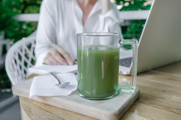 Libero professionista della casa di Terassa del caffè del posto di lavoro di vetro del tè del caffè del latte di matcha della tazza della donna