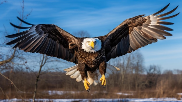 libertà aquila americana che vola sul cielo uccello rapace della fauna selvatica
