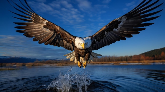 libertà aquila americana che vola sul cielo uccello rapace della fauna selvatica