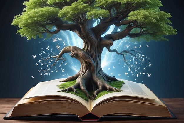 Librario aperto di un albero della conoscenza Maestoso