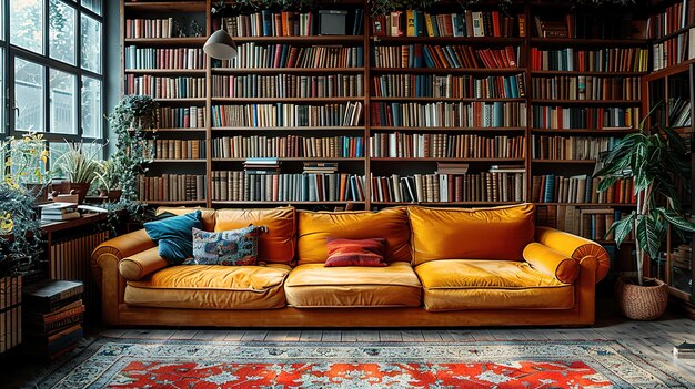 Libreria con libri in una casa moderna