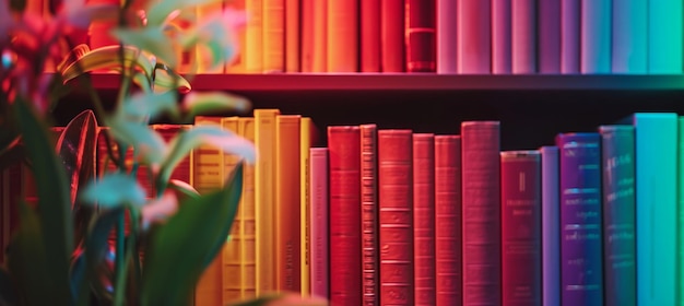 libri colorati in una biblioteca