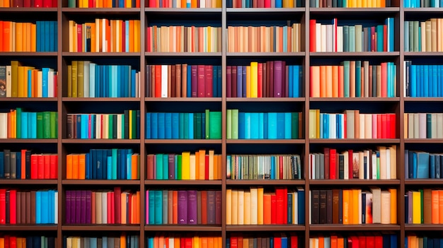 Libri colorati sugli scaffali IA generativa