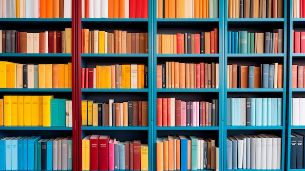 Libri colorati sugli scaffali IA generativa