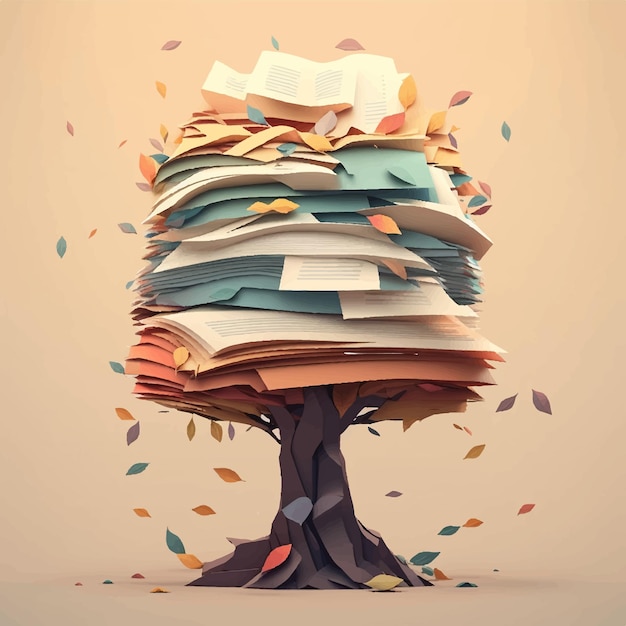 Libri e albero con foglie verdi Riciclare concetto illustrazione