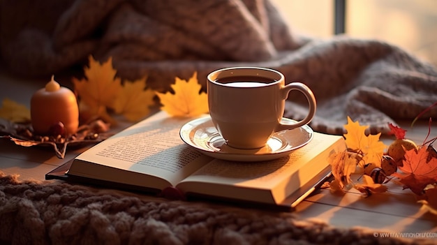 libri internazionali per il tè e una tazza di caffè