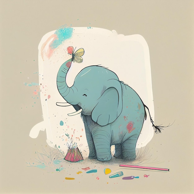 Libri per bambini illustrazione di animali simpatico elefante illustrazione per bambini stampe murali per camere