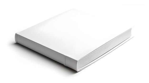 Libro bianco con copertina rigida isolato su bianco girato in studio