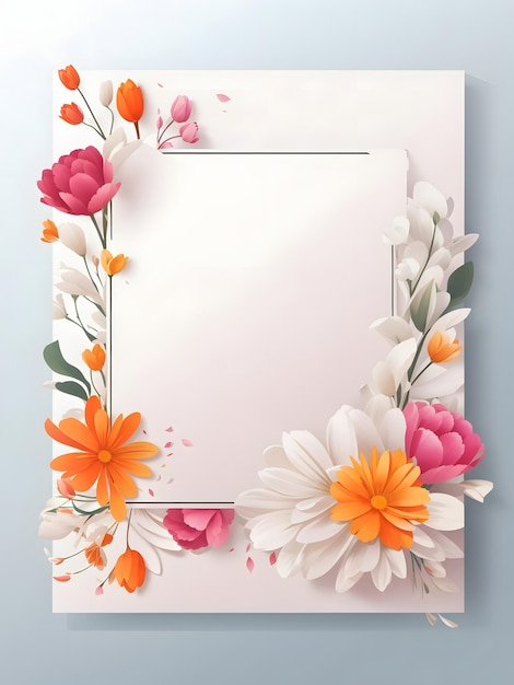 Libro bianco vuoto con bordo cornice fiori