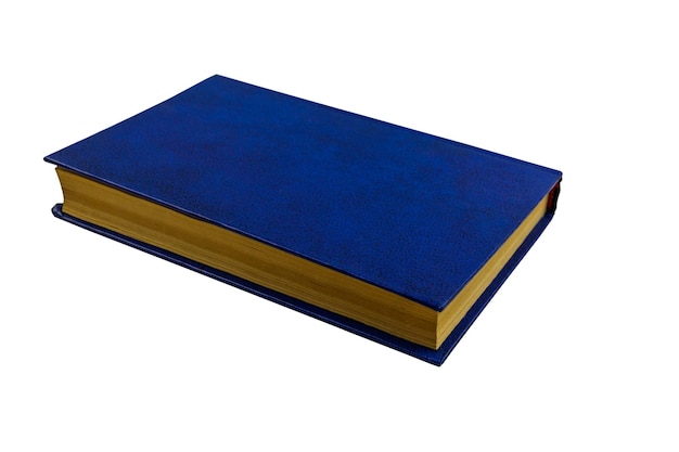 Libro blu isolato su sfondo bianco