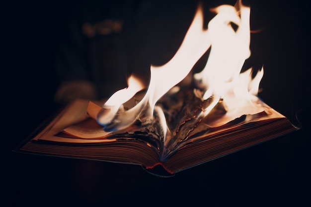 Libro che brucia in fiamme