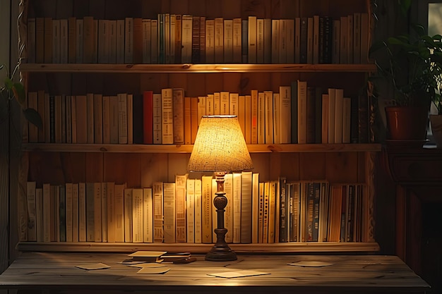 Libro come silhouette lampada da tavolo ombra gettato su parete morbido e D foto creativa di sfondo elegante