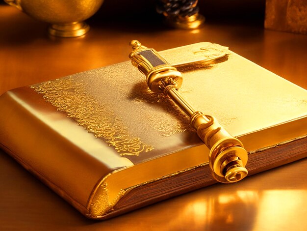libro d'oro con la chiave sul tavolo free image downloadade
