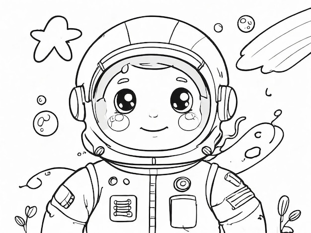 Libro da colorare astronauta carino