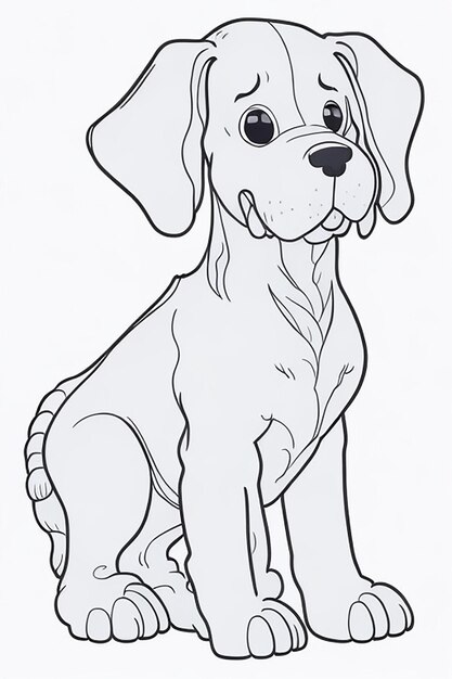 Libro da colorare con illustrazione del cane carino per bambini