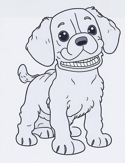 Libro da colorare con illustrazione del cane carino per bambini