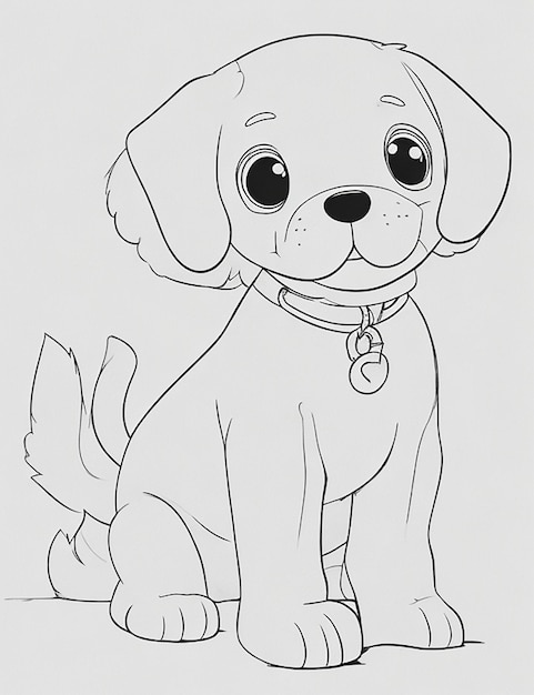 Libro da colorare con illustrazione del cane carino per bambini