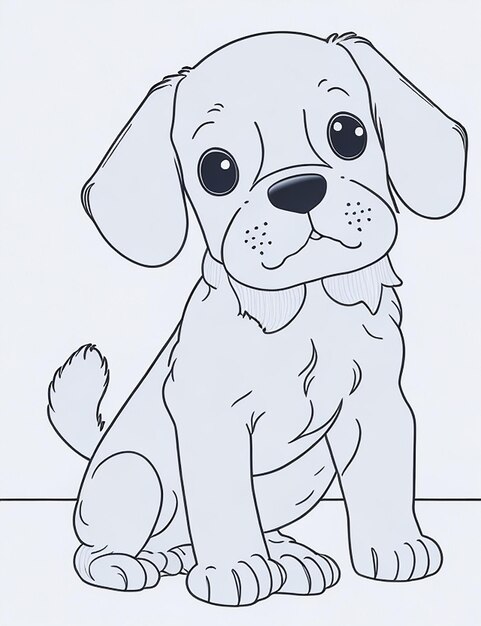 Libro da colorare con illustrazione del cane carino per bambini