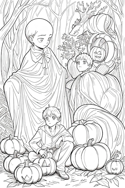 Libro da colorare di Halloween LineArt Speculare divertimento ti aspetta