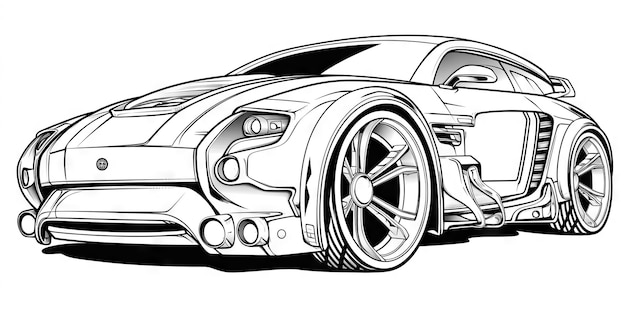Libro da colorare per auto Doodle per auto Illustrazione di veicoli Futuristica