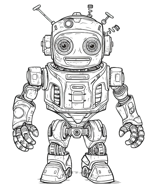 Libro da colorare per bambini robot meccanico Focalizzazione morbida selettiva