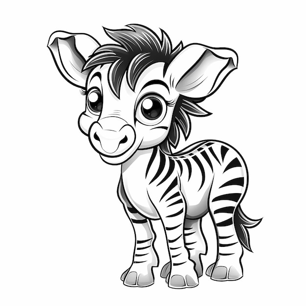 libro da colorare per bambini simpatico baby zebra in stile cartone animato