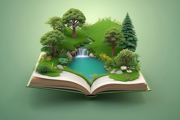 Libro della natura su sfondo verde