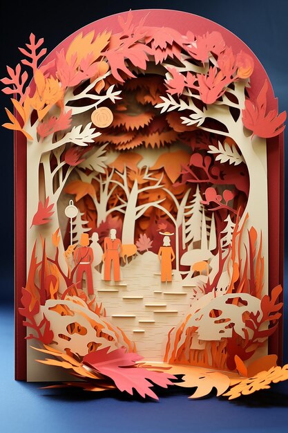 Libro di diorama 3D in carta tagliata per il Ringraziamento