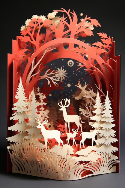 Libro di diorama a strati tagliato in carta di Natale