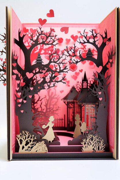 libro di diorama di carta stratificato per il giorno di San Valentino