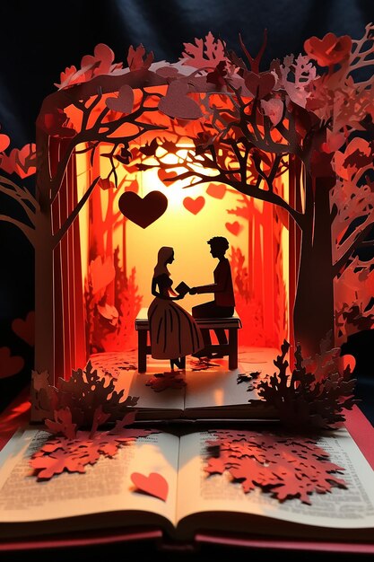 libro di diorama di carta stratificato per il giorno di San Valentino