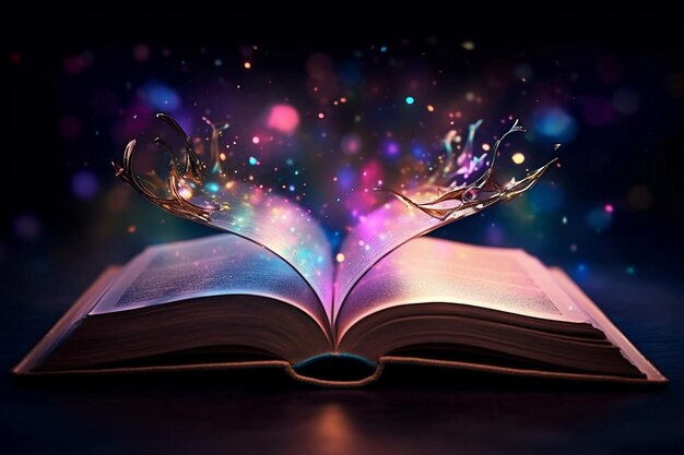 Libro educazione luce fantasia magica aperto luminoso