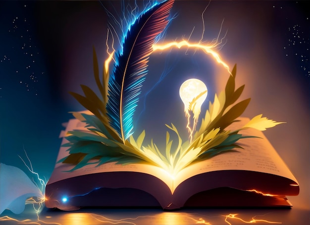 Libro magico con illuminazione a bulbo piuma per il ritorno a scuola