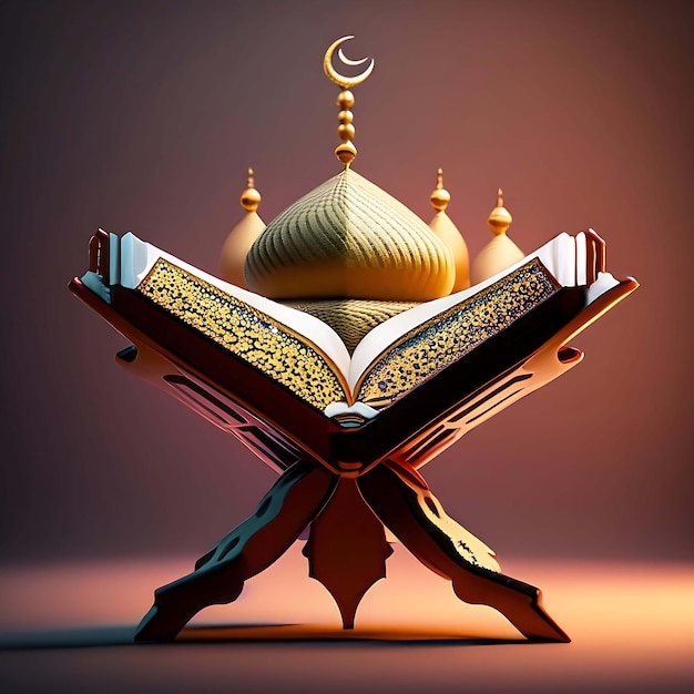 Libro sacro musulmano del Corano posto su steampunk