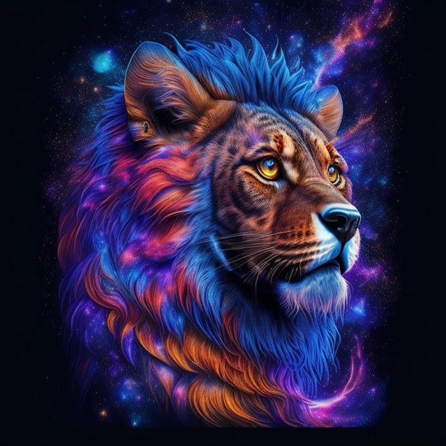 Liger Nebulous Galaxy Tiger Lion TShirt Art TShirt Design Camicia Stampa Splash Art