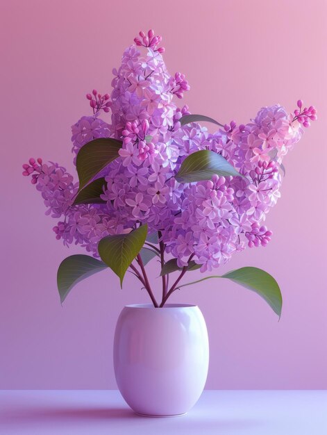 Lilac in un vaso di piante e uno sfondo di colore chiaro