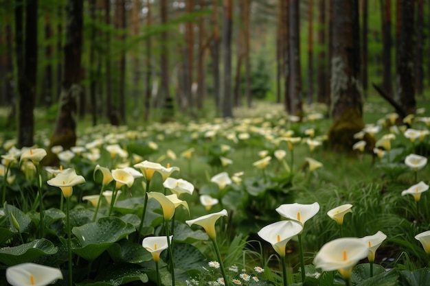 Lili di Calla in una foresta