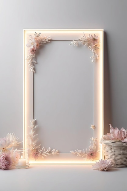 Lily Lullaby Luminescenza vuoto Frame Mockup con spazio vuoto bianco per posizionare il vostro disegno