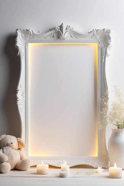 Lily Lullaby Luminescenza vuoto Frame Mockup con spazio vuoto bianco per posizionare il vostro disegno