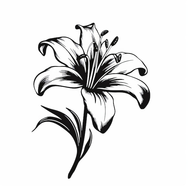 Lily Silhouette Vector Majestic Romanticismo in bianco e nero