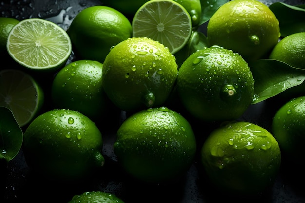 lime fresche con gocce d'acqua su di esso