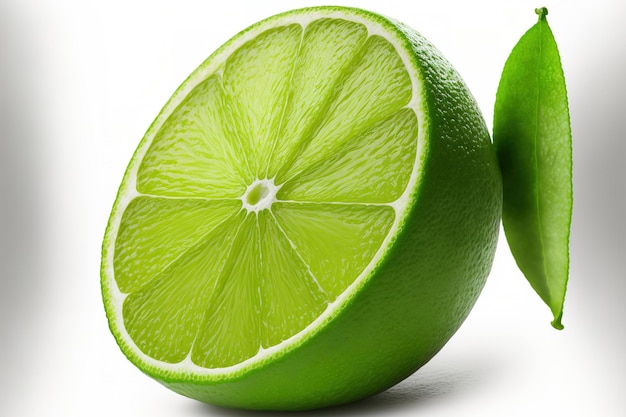 Lime isolato su uno sfondo bianco da vicino