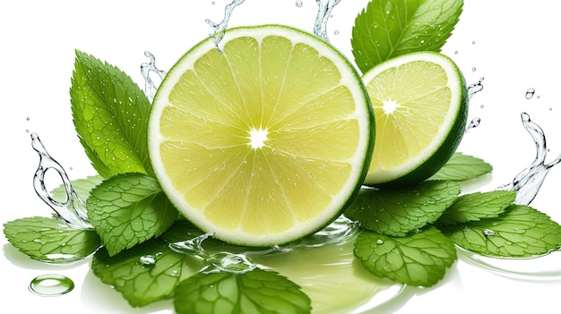 Limette e menta che spruzzano in una ciotola