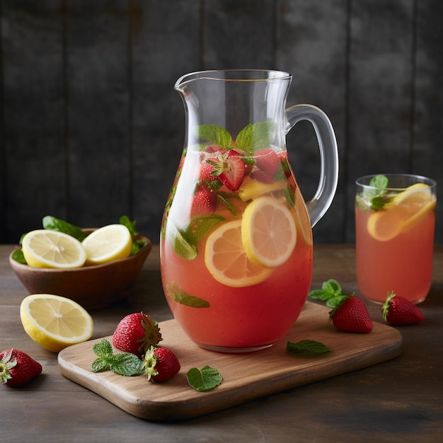 Limonata al basilico alla fragola Immagine AI generativa