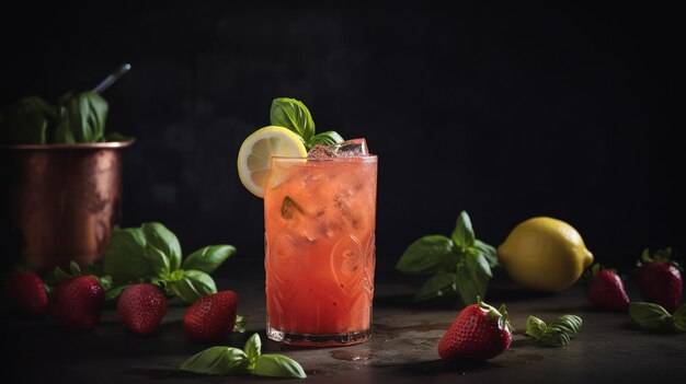 Limonata al basilico alla fragola Immagine AI generativa