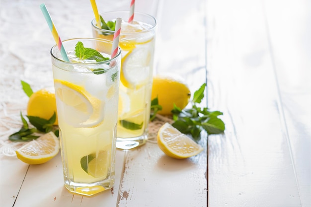 Limonata appena fatta in casa in bicchieri alti.