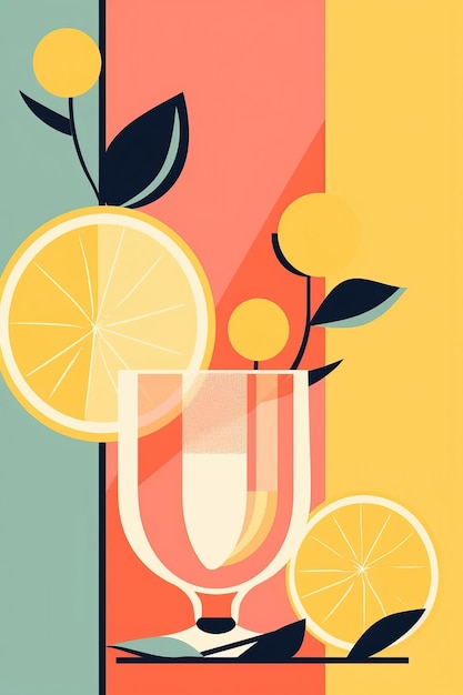 limonata arte poster minimalista moderna nello stile della gallina sfondo bianco HD Foto bianco isolato