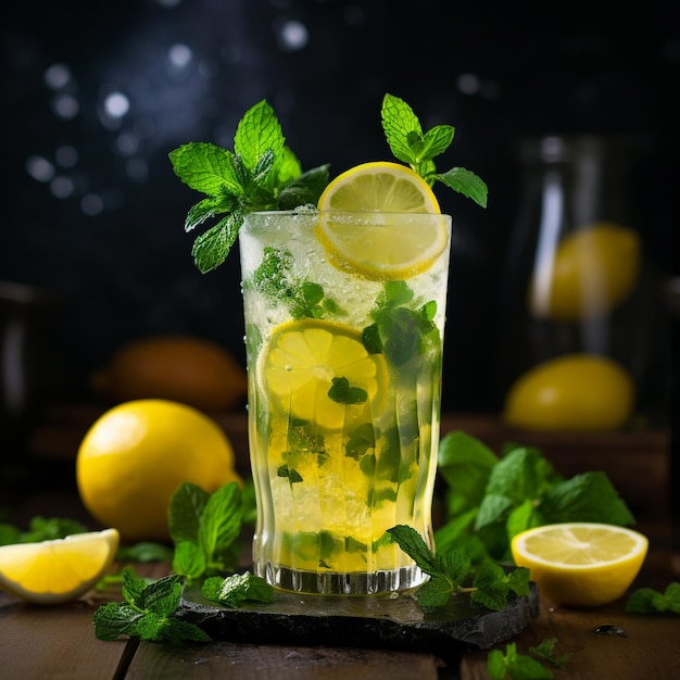 Limonata cocktail mojito con limone e menta Con genera Ai