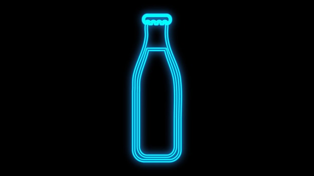 Limonata cola in una bottiglia di vetro su sfondo nero illustrazione vettoriale neon insegna al neon